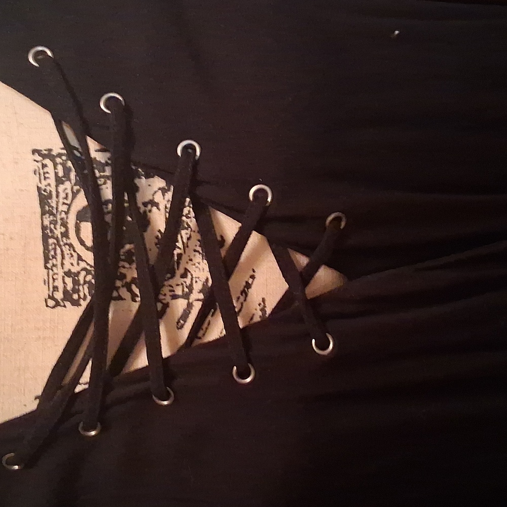Rock & Republic Black Lace-Up Women's Top - Picture 3 of 7